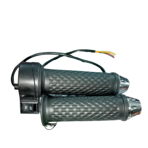 Electric vehicle throttle handle with ES switch and textured rubber grip