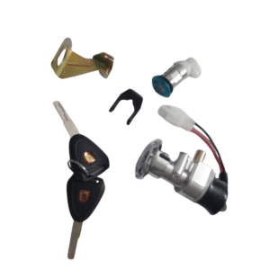 Electric scooter ignition lock kit with keys, wiring, and mounting accessories