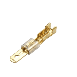 Brass male and female electrical terminal connector set with sleeve