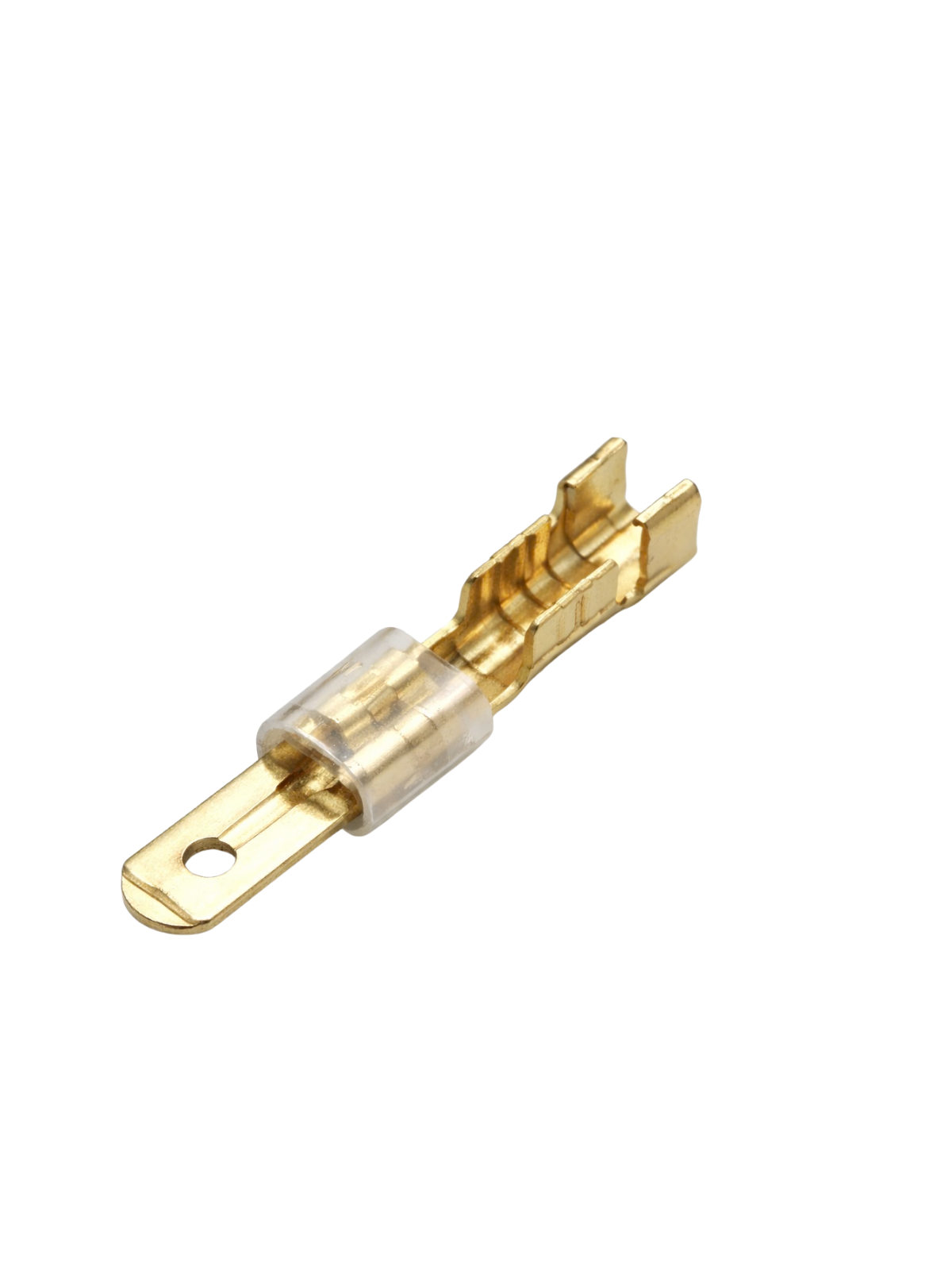 Brass male and female electrical terminal connector set with sleeve